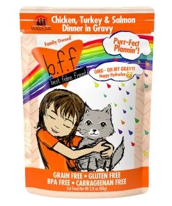 Canned Food Weruva BFF OMG Purr-Fect Plannin'! Chicken, Turkey & Salmon In Gravy Cat Food Pouches 2.8oz