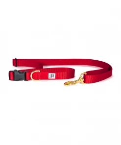 Dog + Bone Adjustable Leash Red