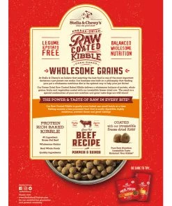 Dog Stella & Chewy's Beef Recipe With Pumpkin & Quinoa Raw Coated Kibble Wholesome Grains