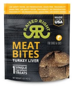 Raised Right Turkey Liver Bites 5oz Dog