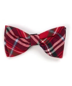 Worthy Dog Red Plaid Bow Tie