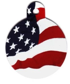 Furlys Store American Flag Circle Shaped Pet ID Tag With Custom Engraving