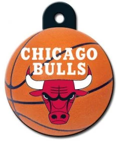Furlys Store Dog Chicago Bulls Circle Shaped Pet ID Tag With Custom Engraving
