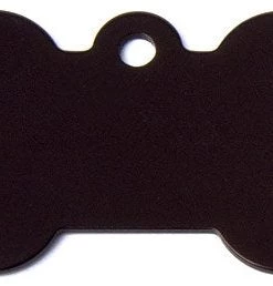 Furlys Store Aluminum Black Bone Shaped Dog ID Tag With Custom Engraving