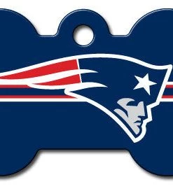 Furly's Pet Supply New England Patriots Bone Shaped Dog ID Tag With Custom Engraving