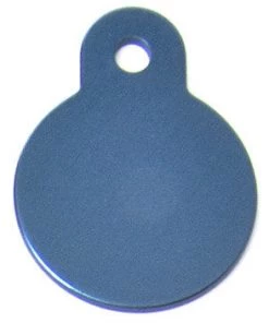 Furly's Pet Supply Blue Aluminum Circle Shaped Pet ID Tag With Custom Engraving Dog