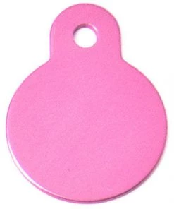 Furly's Pet Supply Pink Aluminum Circle Shaped Pet ID Tag With Custom Engraving Dog