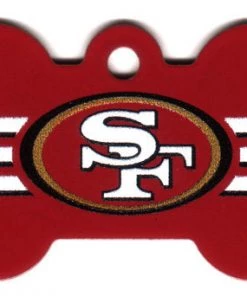 Furly's Pet Supply San Francisco 49ers Bone Shaped Dog ID Tag With Custom Engraving