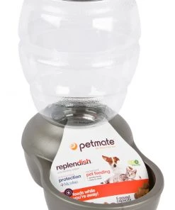 Furly's Pet Supply Petmate Replendish Pet Food Feeder With Microban Brushed Nickel