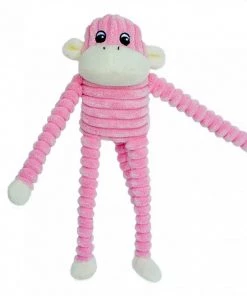 Furly's Pet Supply Dog Zippy Paws Crinkle Monkey Pink